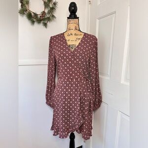 Band of Gypsies Crinkle Gauze Faux Wrap Dress NWT